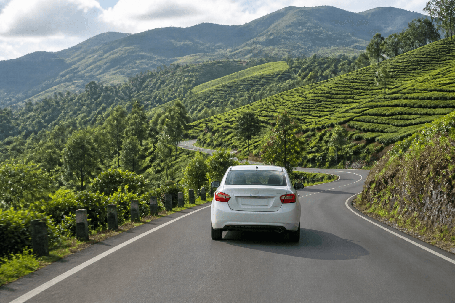 Car on a scenic mountain road